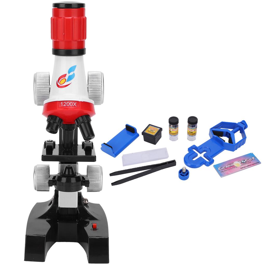 100X-400X-1200X Barn Mikroskop Set LED Biologiskt Mikroskop Utbildande Vetenskapsleksak