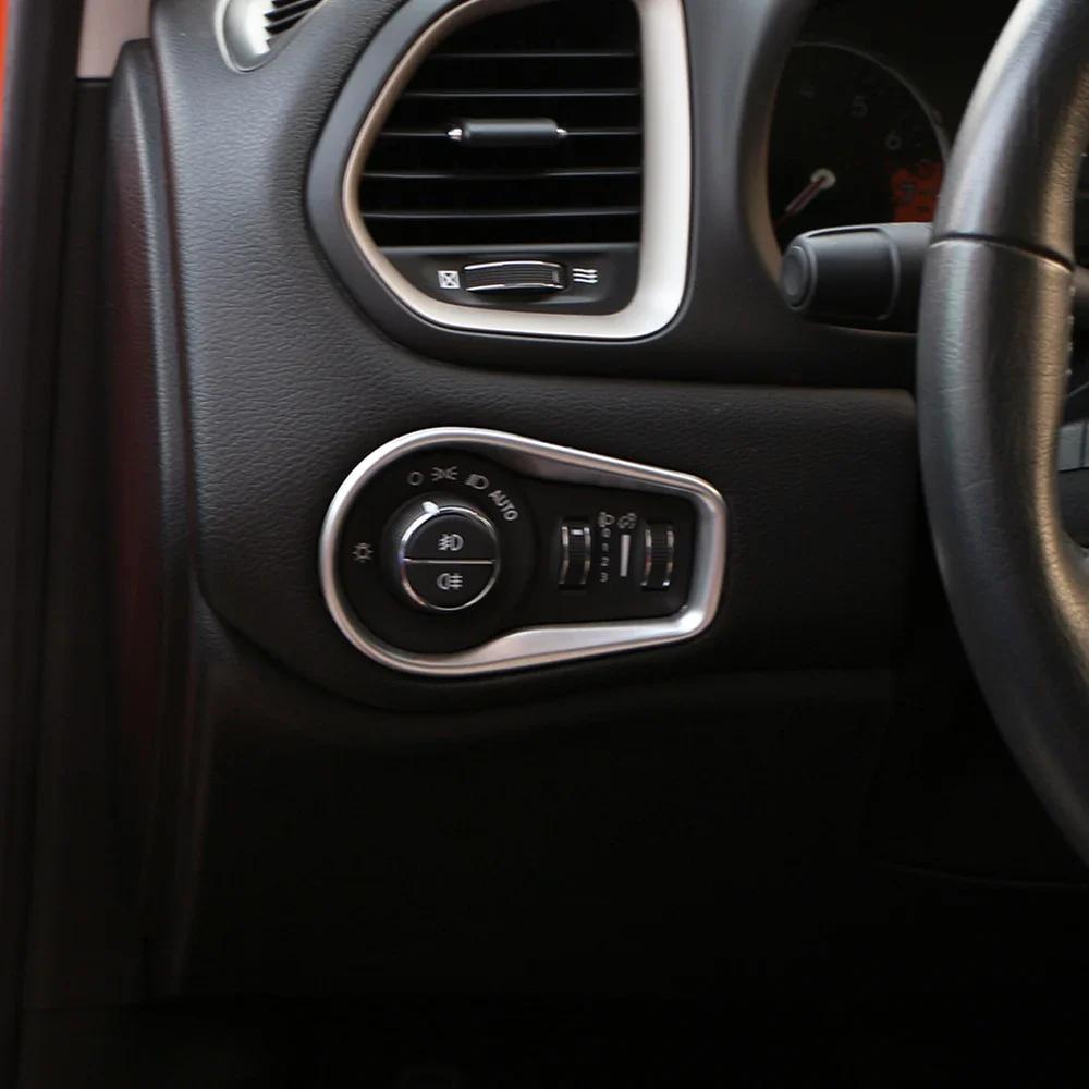 For Jeep Renegade 2015 - 2025 Head Light Lamp Headlight Switch Adjust Panel Cover Decoration Sticker Trim Interior Accessories