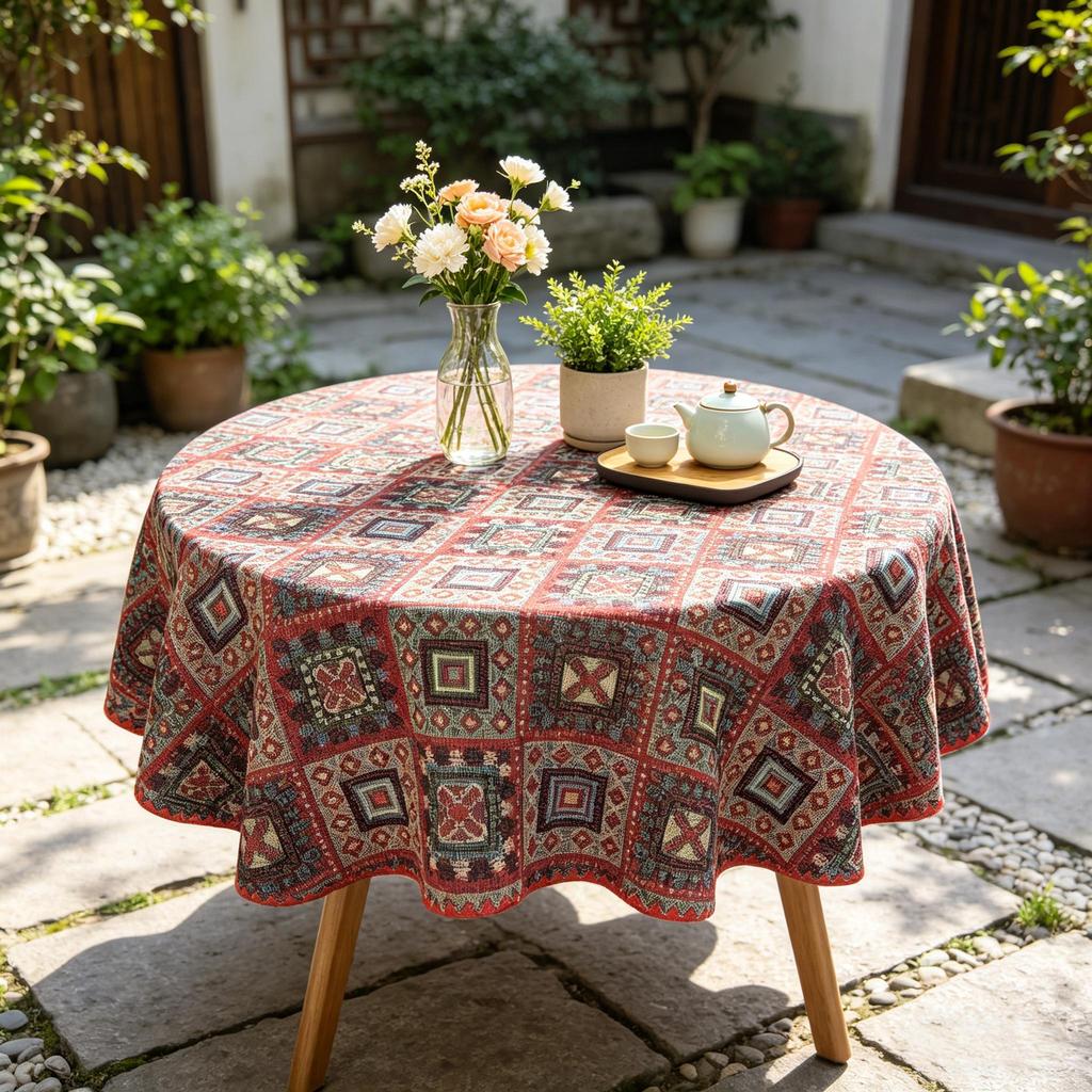 Esstisch Küchentisch Teetisch Heimgebrauch Kleiner runder Baumwolltischdecke