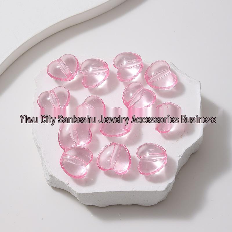 Acrylic Peach Heart Skirt Trim: Glossy Beaded Phone Charm
