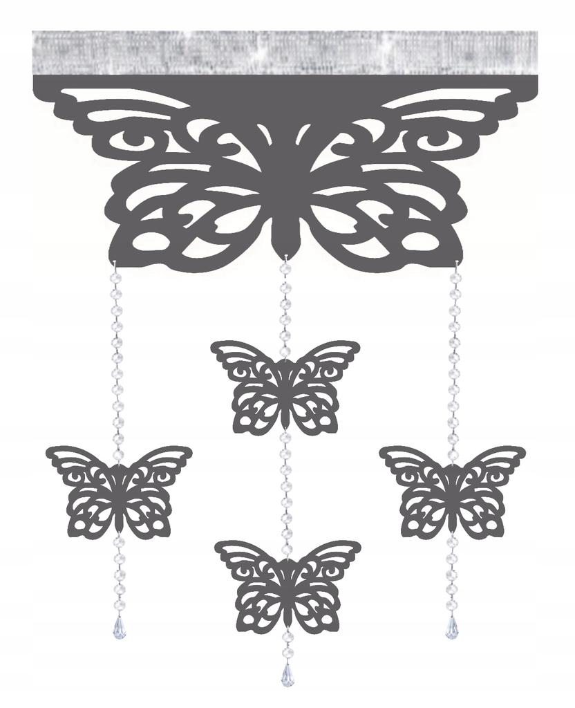 Modern curtain BUTTERFLIES living room bedroom lambrequin AŻUR glamur 300x150