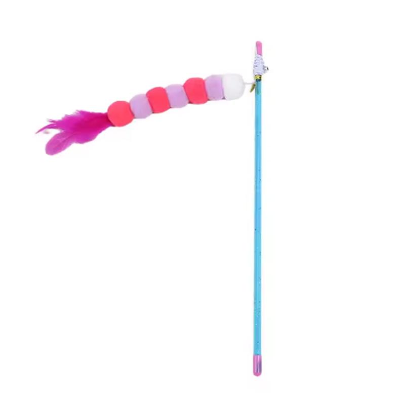 Funny Cat Teaser Interactive Toy Rod with Bell and Feather Toys for Cats Teaser Interactive Toy Rod Pet Cats Toys Stick