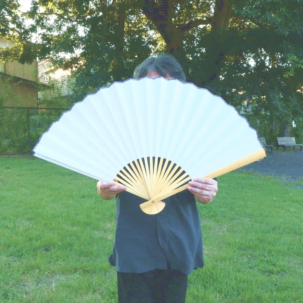 Dekorativer Fächer Groß 50cm Weißer Fächer Großer Jumbo-Fächer Ausstellung Innenraum Kalligraphie Riesig SEN-402