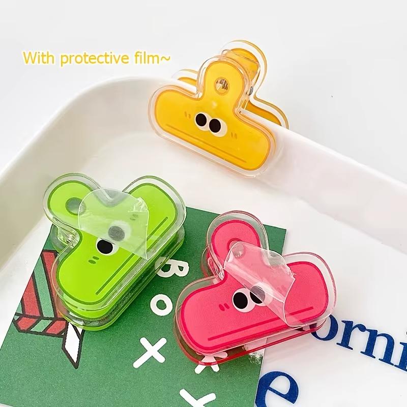 Multicoloured Adorable Face-Shaped Acrylic File Holders (4-Piece Set) - For Planners, Paper Clips, Office Decor