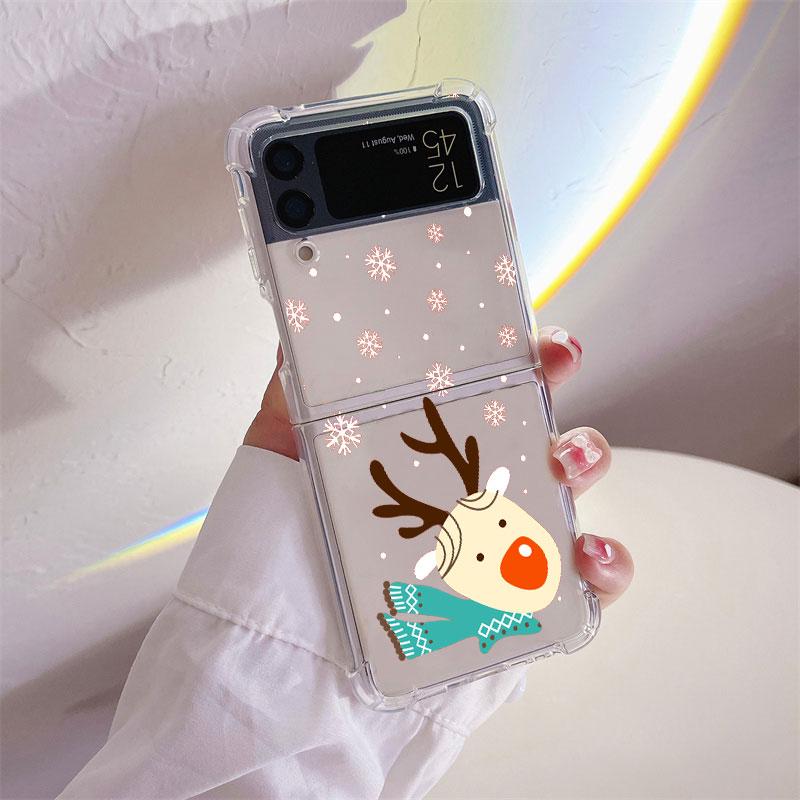 

Cute Cartoon Doll Christmas Coque for Samsung Galaxy Z Flip 4 Z Flip 3 5G ZFlip4 ZFlip3 Flip4 Flip3 Clear TPU Silicone Case Samsung Z Flip 4
