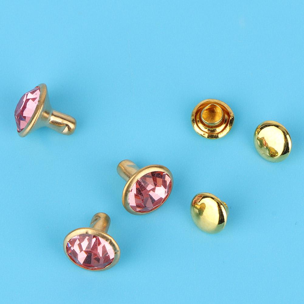 10PCS Colorful Rhinestone Rivets Cap Stud For Diy Craft Decoration(pink Crystal)
