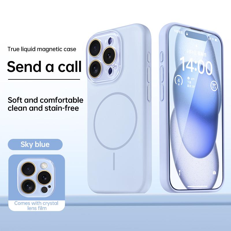 DIVI Magnetic Liquid Silicone Phone Case Camera Lens Protector For iPhone 17 16 15 14 13 17Pro Max Magsafe Wireless Charge Cover