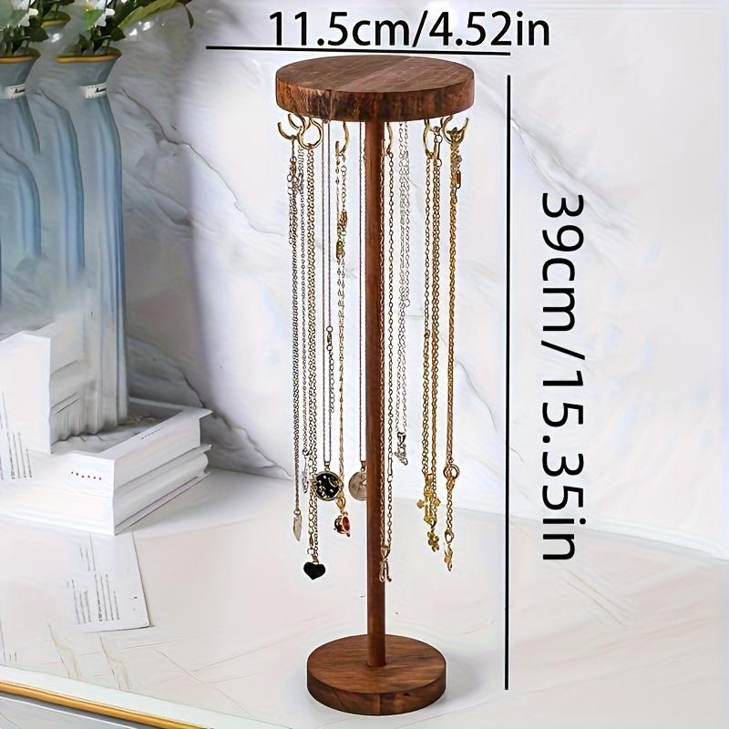 Jewelry Tower Rustic Wooden Jewelry Display Rack Oval Tabletop Necklace Pendant Bracelet Organizer Multifunctional Home Kitchen Accessory