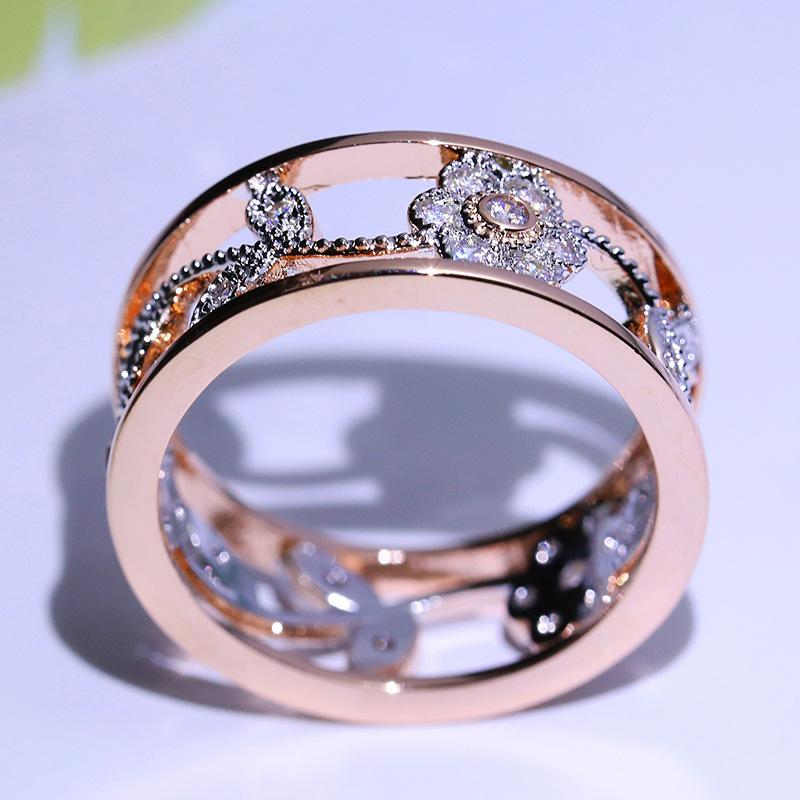 Diamond Lucky Vine Leaf Birthday Gift Bride Engagement Ring Proposal Ring