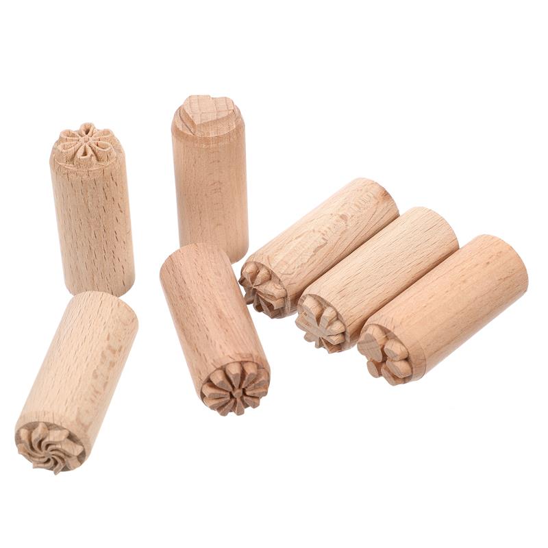 5/7 Stück Holz Ton Keramik Runde Form Druck Dekor Keramikwerkzeug Modellieren Handgeschnitztes Muster Runde Form Druck Dekor