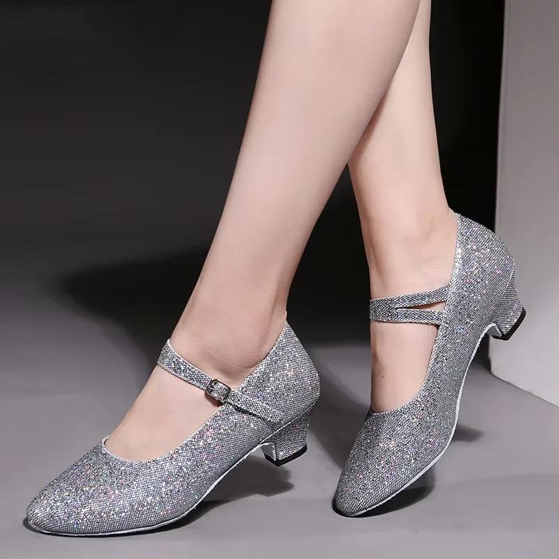 Tênis de Salão Sapatos de Dança Latina para Interior/Exterior Feminino Sola Macia Sapatos de Dança Dedos Fechados para Dança Moderna Jazz Tango