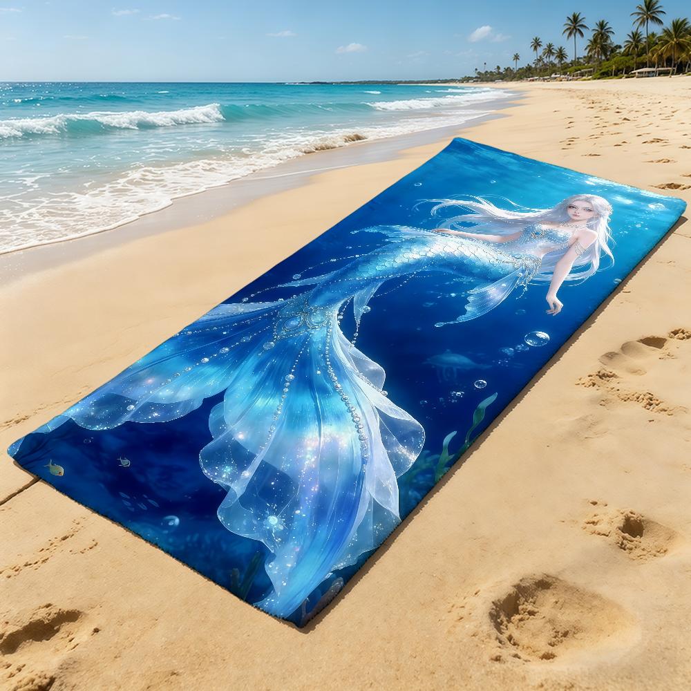 Mermaid Cartoon Anime Towel For Outdoor Camping Beach Towel Super Absorbent Quick-Drying Summer Towel