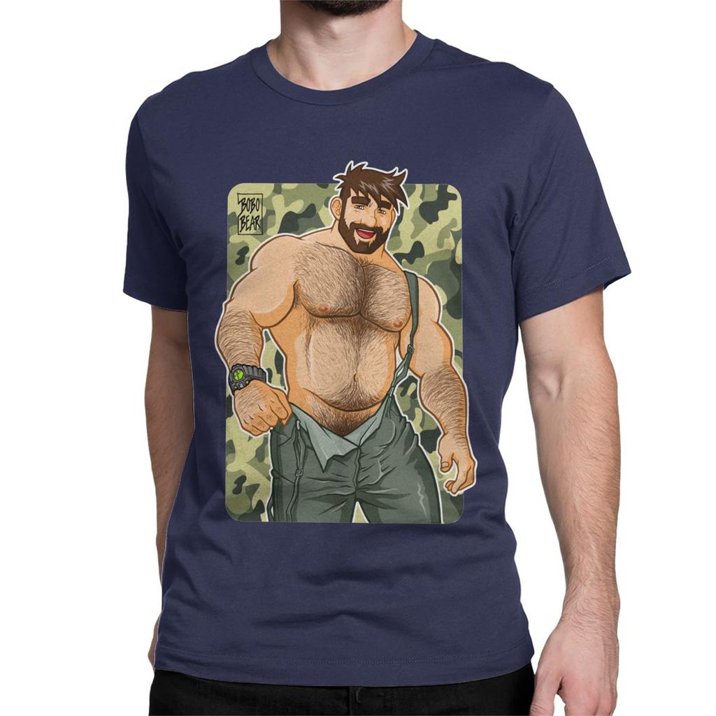 Herren Adam Likes Latzhosen Camouflage Gay Bär T-Shirt Baumwoll-Tops Neuheit Kurzarm Rundhals T-Shirt Grafik-T-Shirts