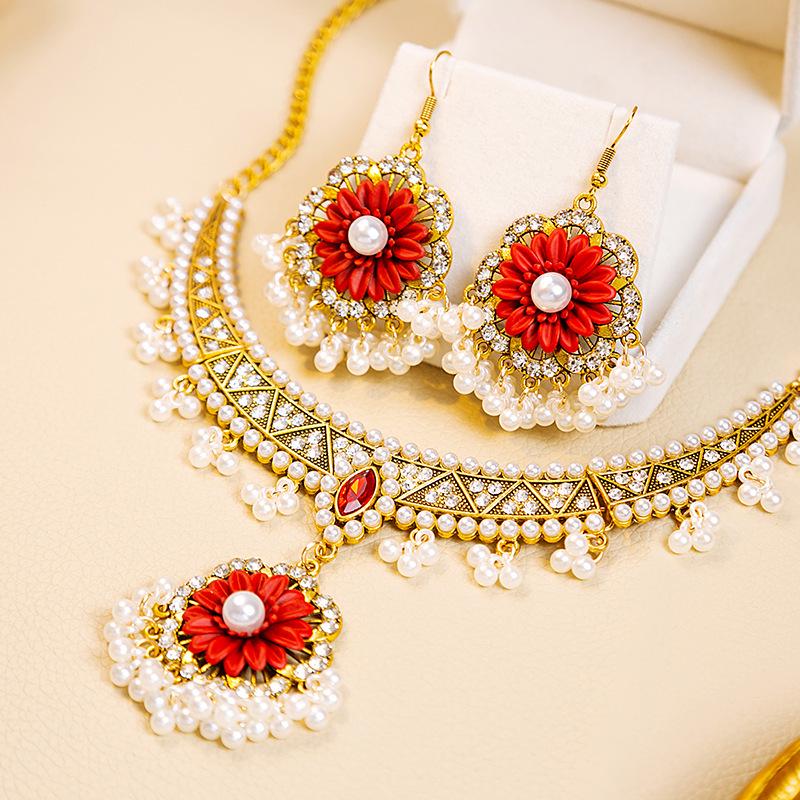 European & American Retro Palace-Inspired Pearl Water Drop Jewelry Set