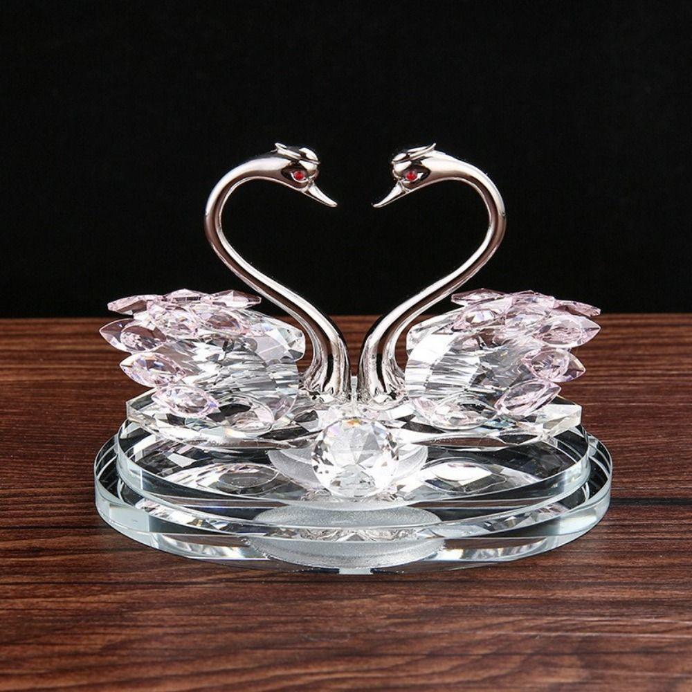 -encrusted Swan Figurines Exquisite Crystal Home Decoration Glass Swans  Car Interior