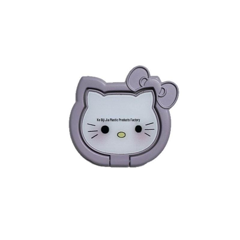 Cartoon Cat Head Phone Ring Holder - Cute Metal KT Cat Pull Ring for Universal Desktop Back Sticker Women's Model