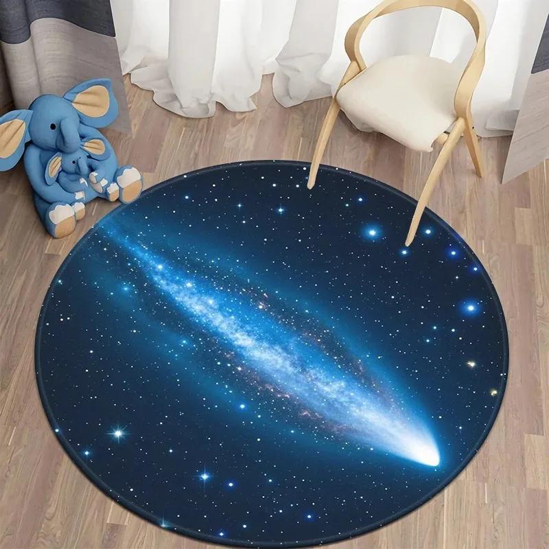 Cosmic Astronomy Lover Galaxy Round Soft Non-Slip Durable Floor Mat Living Room Classroom Home Planetarium Rug