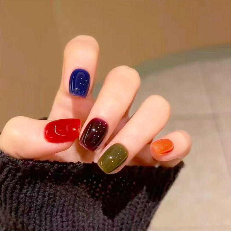 30Pcs Dopamine Short Fake Nails Cute Fun Press On Nails High Quality Decorative Nail Tips For Girls