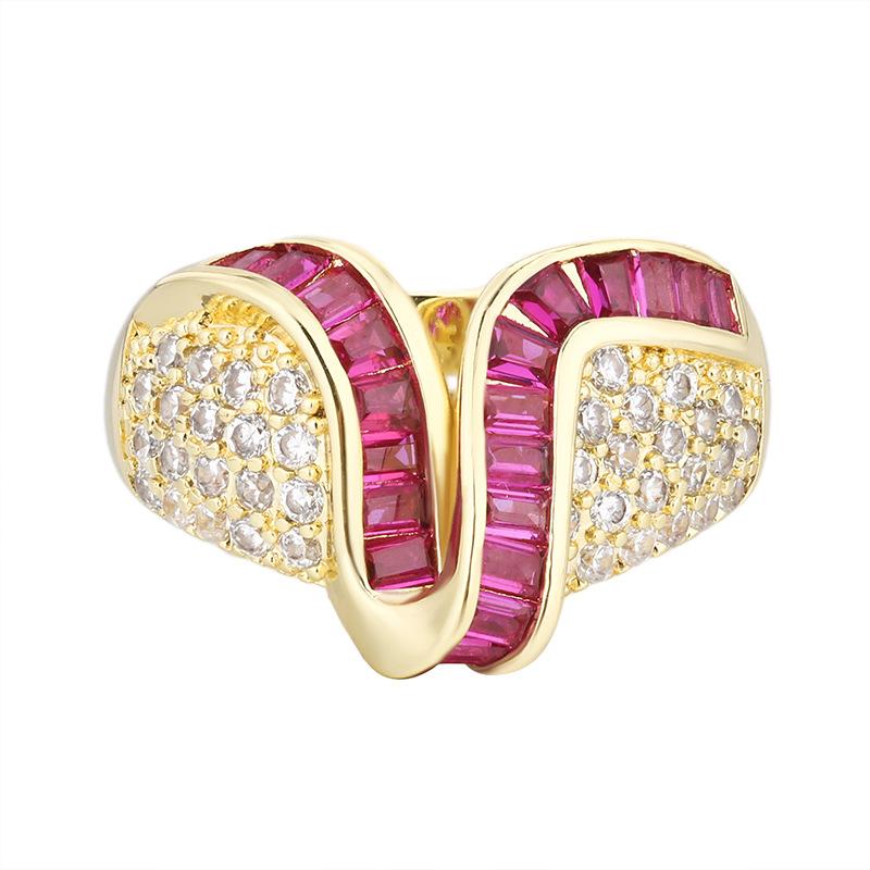 Autumn And Winter Jewelry Copper Bottom Gold-Plated Simulation Color Treasure Ring Retro Style Gold Ring