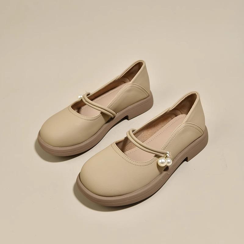 Fashion Women's Flat Shoes Spring Soft Leather Mary Jane Shoes 2024 New Small White Loafers with Skirt Gentle Small Leather Shoes