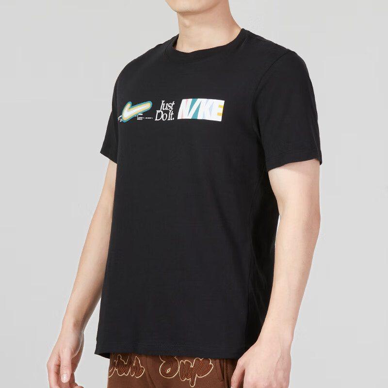 Nike T Shirts Men's Black Crew Neck Moderate Straight Fit FB9775-010
