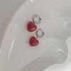 Punk Red Peach Heart-shaped Pendant Earrings for Women Simple Geometric Circular Ear Buckle Fashion  Accessories Gift