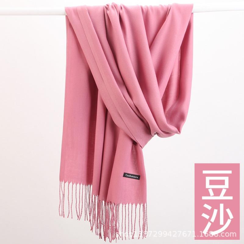 Solid color cashmere bristle scarf women's autumn and winter warm versatile gift shawl factory