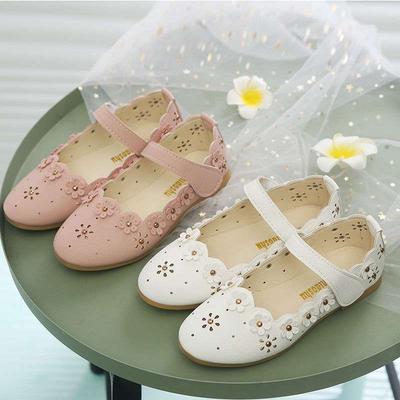 New Spring Girls Hollow Flower Princess Shoes Soft Sole Baby Shoes Korean Version Small Leather Shoes Single Shoes Dance Shoes