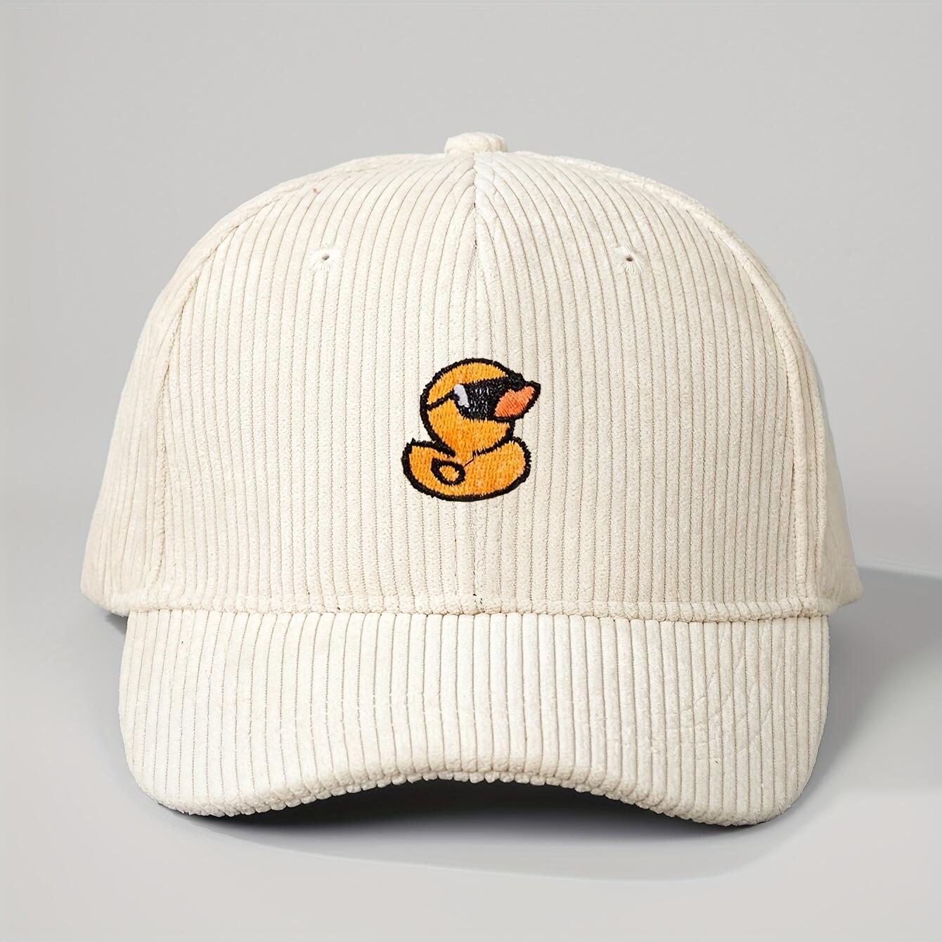 My Extreme Outdoor Activities Women's Khaki Cute Yellow Duck Corduroy Baseball Cap Embroidery Unisex Vintage Snapback Hat Outdoor Camping Fashion Gift Streetwear Daily C