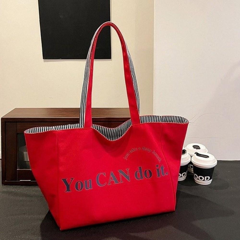 Two-sided Design Women's Shoulder Bag Canvas Material Canvas Handbag Daily Use