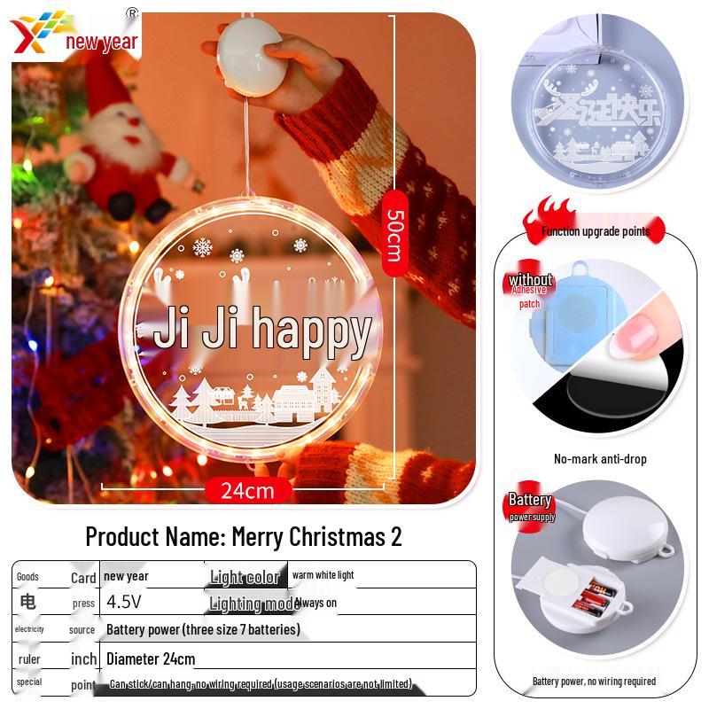 Glowing Merry Christmas LED Suction Cup String Lights for 2025 Holiday Window Display