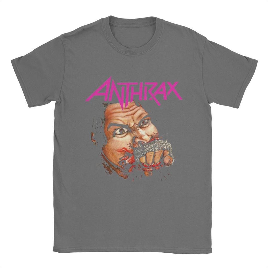 Anthrax Band T-Shirt for Men Crazy Cotton Tees Round Collar Short Sleeve T Shirt Printed Clothes