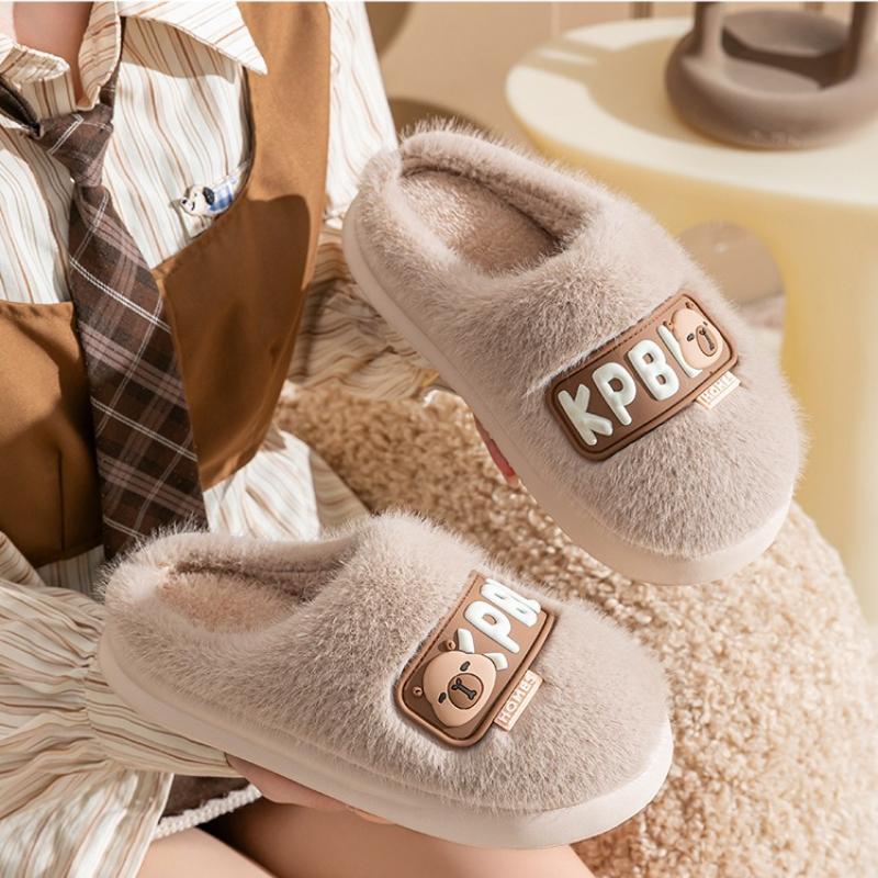 Cartoon New Cotton Slippers for Men and Women Fashion Thick-soled Plus Velvet To Keep Warm Autumn and Winter Cotton Slippers