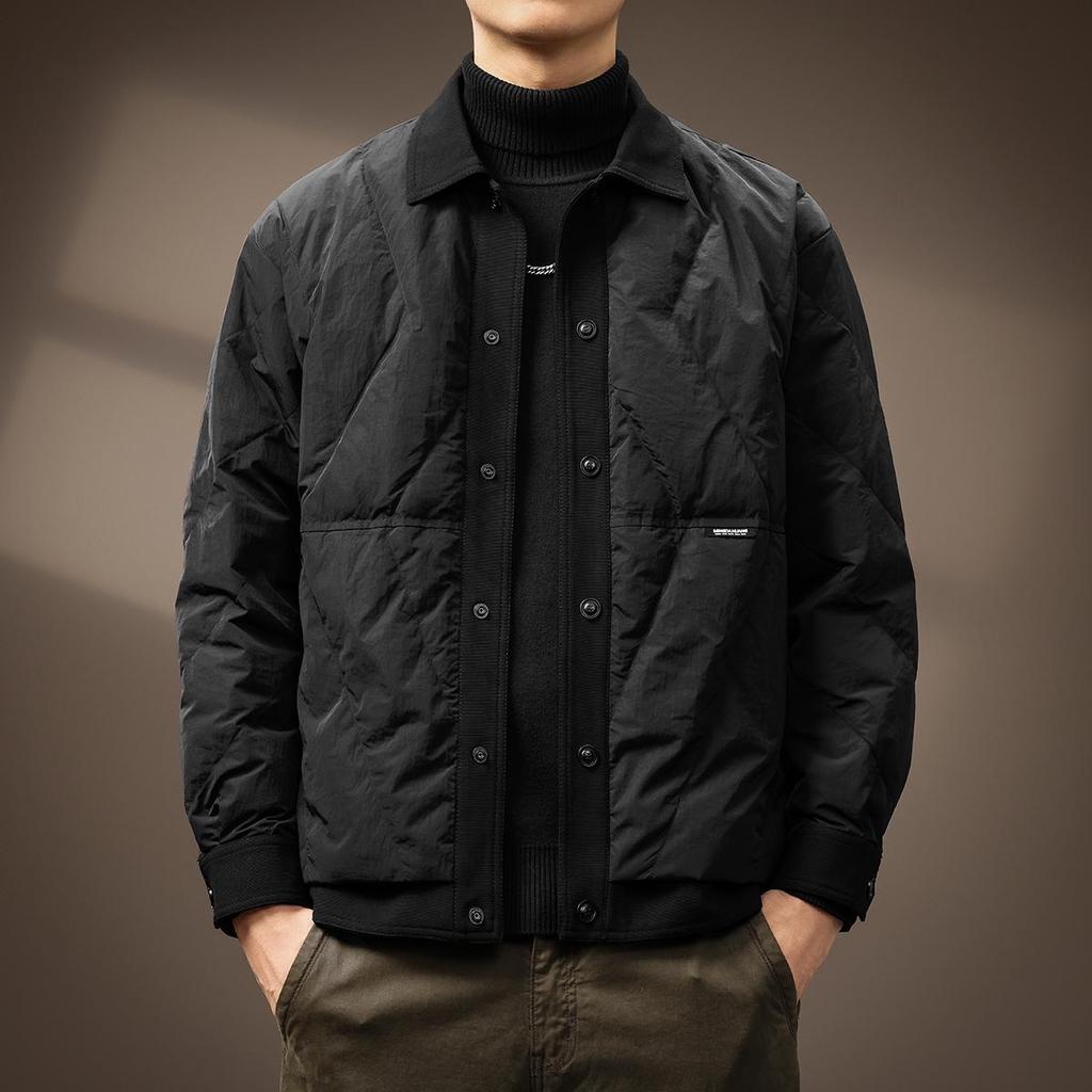 Men's 2024 Winter Loose-fit Shirt-style Jacket - White Duck Down, Lightweight, Plus Size Workwear