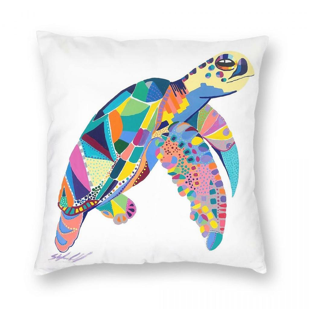 Phychadelic Turtle Square Pillowcase Polyester Linen Velvet Creative Zip Decorative Pillow Case Home Cushion Cover