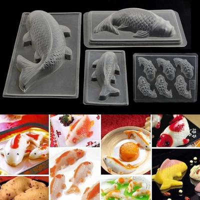 3D Koi Fish Plastic Cake Mould DIY Handmade Sugarcraft Kitchen Baking Tools Chocolate Mold