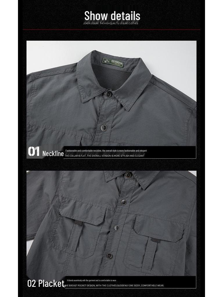 Men's Plus Size Quick-Dry Retro Shirt Jacket - Spring Casual Long Sleeve