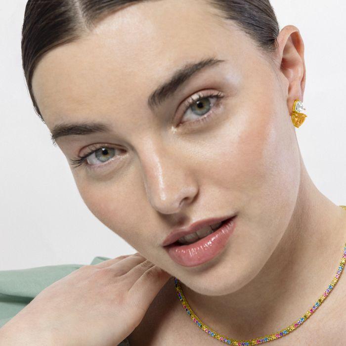 Boucles d'oreilles Luxenter en argent 925 et Padparadscha finies en or jaune 18k - Simtul