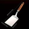 Stainless Steel Shovel Wooden Handle Non Stick Frying Pan Flip, Rust Proof, Outdoor Safety Suitable for Grilling Cooking, Baking