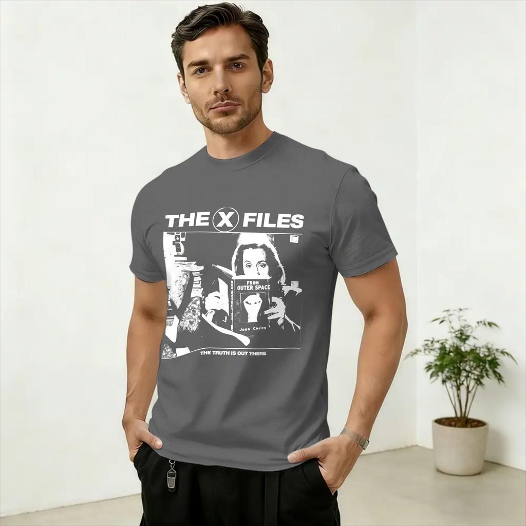 The XFiles From Outer Space TShirts for Unisex Amazing 100 Cotton Tee Shirt Crew Neck Short Sleeve T Shirt 4XL 5XL Tops