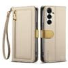 ESEBLE E11 For Samsung Galaxy S25 Case Zipper Pocket Litchi Texture Leather Phone Cover with Mirror and Wrist Strap
