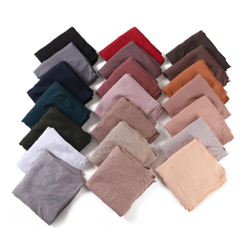 Ladies New Large Size Solid Color Abaya Accessories Casual Hijab Soft Headscarf Breathable Headband Classic Turban