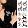 Rainbow Horse Pin Brooch Horse-Themed Zine Alloy with Inlaid Crystals