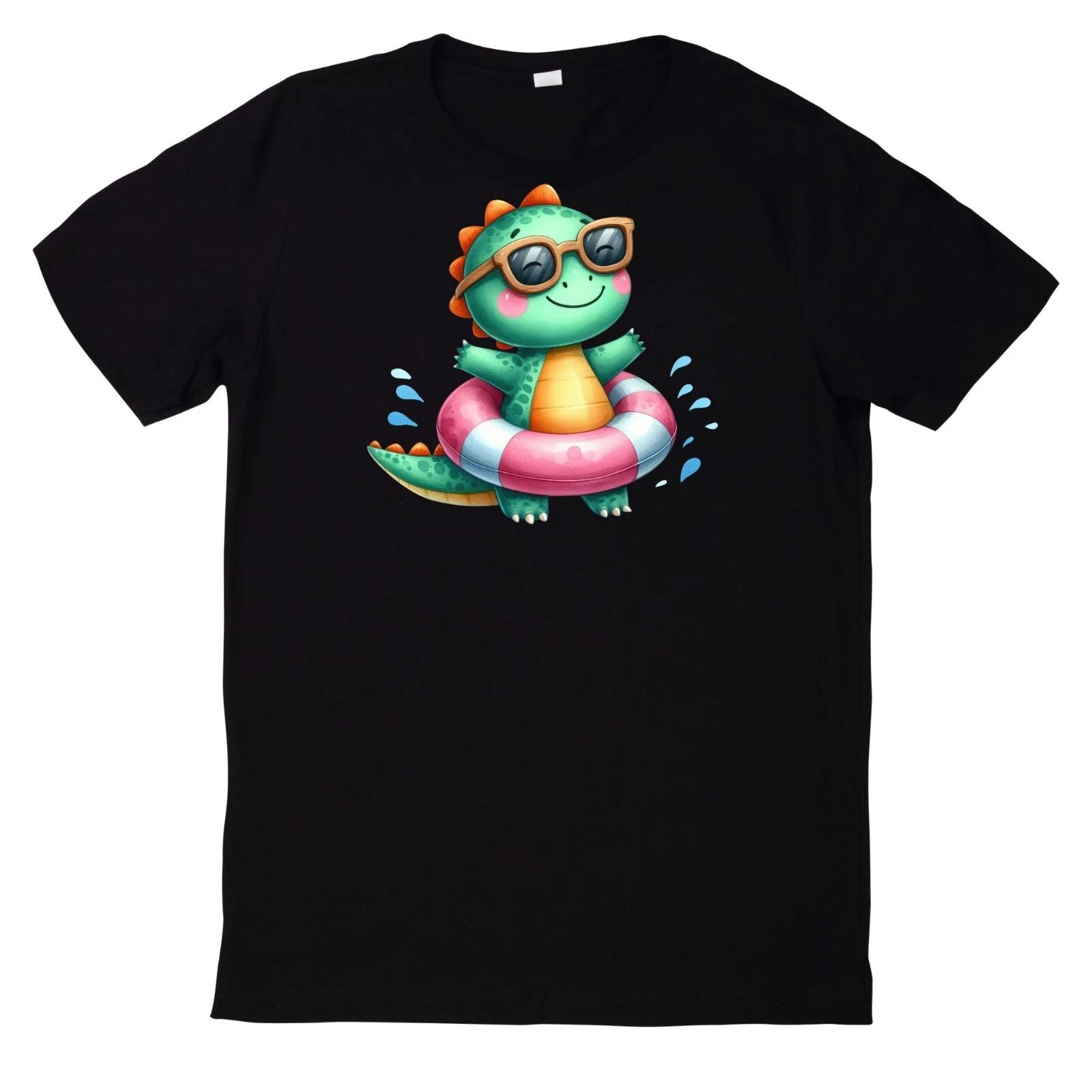 T-Shirt Niedliches Dinosaurier in der Poolparty XXL