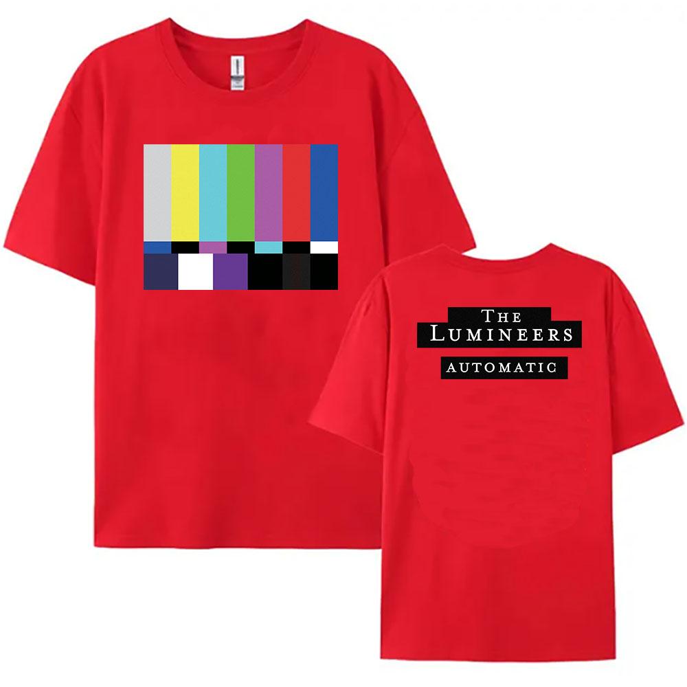 

Automatic Album Tee The Lumineers Rock Band Tshirts Short Sleeve Cotton Fashion T-shirt Loose Casual Women Men Clothes Print Top XXL красный