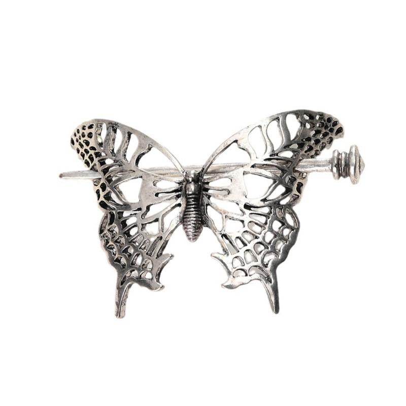 Vintage Butterfly Hair Claw Decoration For Women Inspire By Culture With Silver Plating and Crescent Shape Daily Use