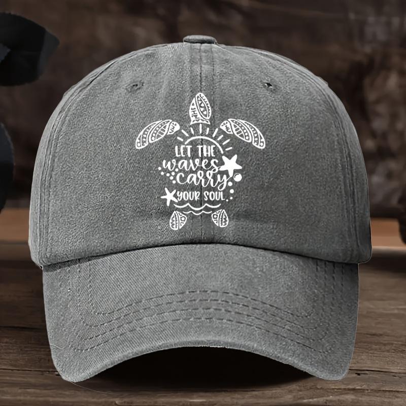 Nautical Vibes LET THE WAVES CADDY YOU Baseball Cap  Stylish Adjustable VintageInspired with Turtle  Ocean Design One Size