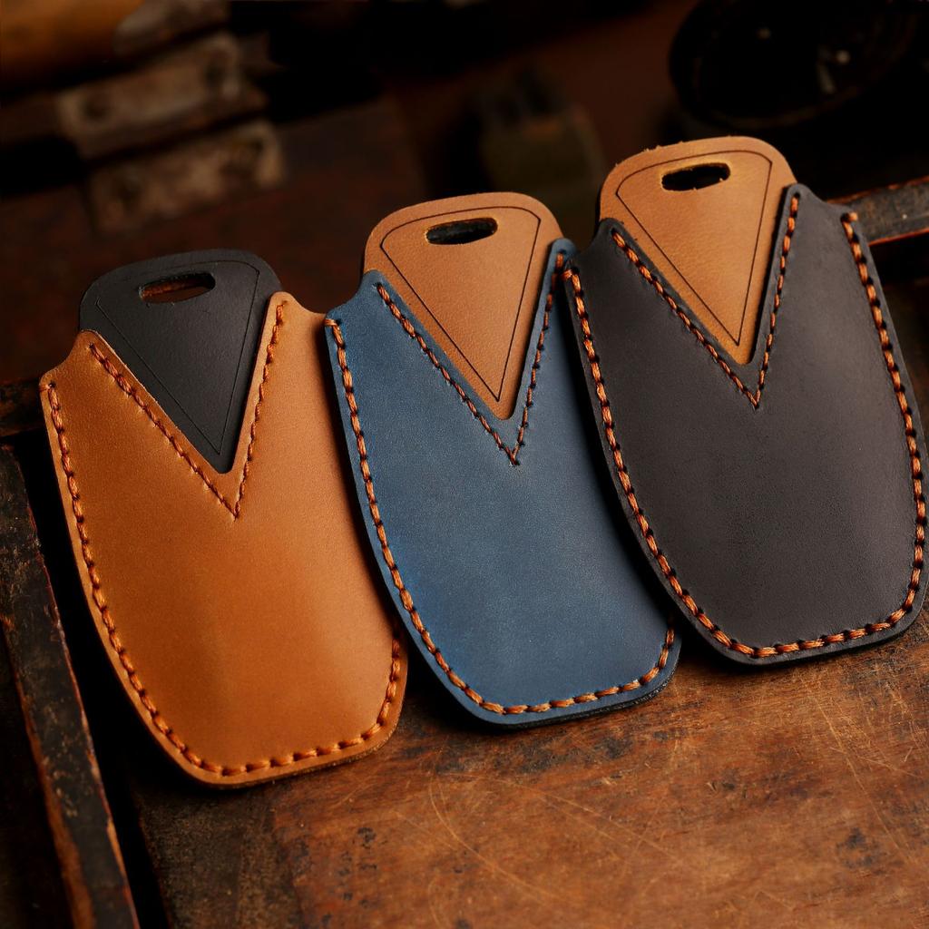 Schlüsselanhänger aus Crazy-Horse-Leder ist geeignet für BYD Schlüsselhülle, Dolphin Tang Qin Han Song Schutzhülle, echtes Leder.