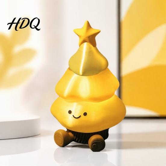 Unique 3D Printed PLA Crafts Christmas Tree Figurine Cute Smiling Face Storage Compact Desktop Ornaments Ornament Multi-Purpose Decorative