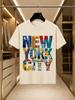 2026 New Arrival 100 Cotton Tshirt New York City Nyc Landmark Comic Colorful Letter Print Vintage American Crew Neck Casual Sh